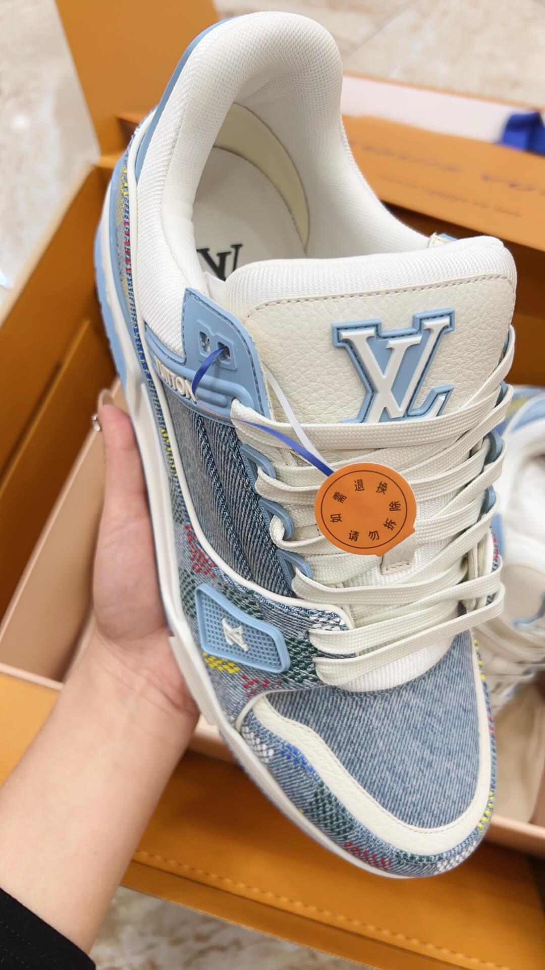 Blue Checkered Design Sport Sneaker