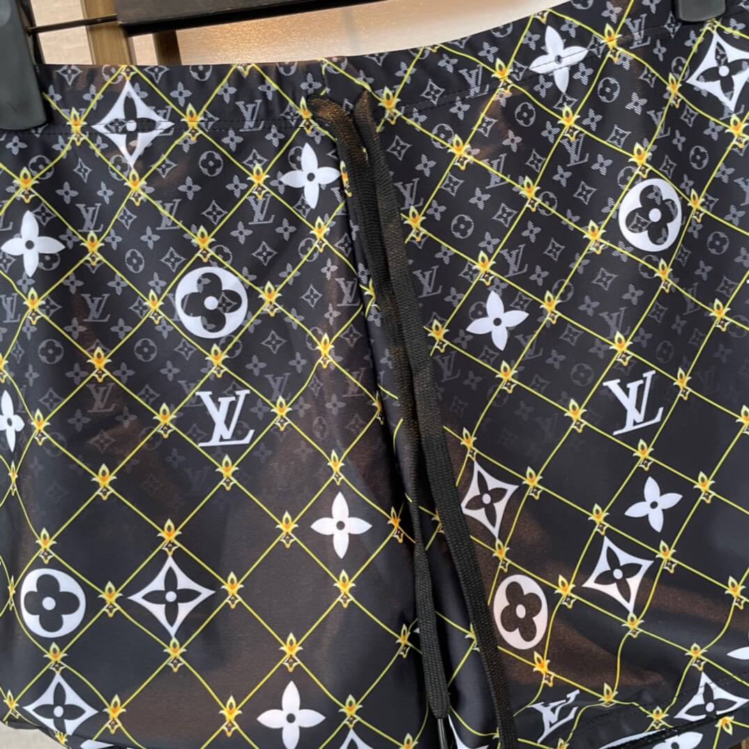 Black All-Over Print Swim Trunks