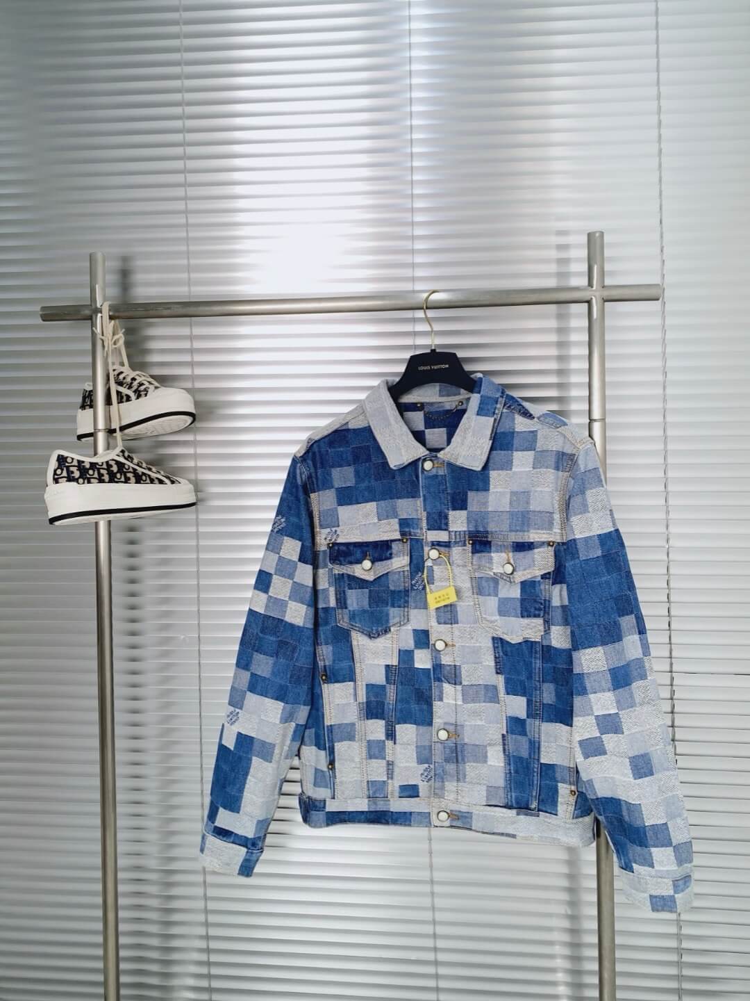 Nouveau costume en jean à carreaux