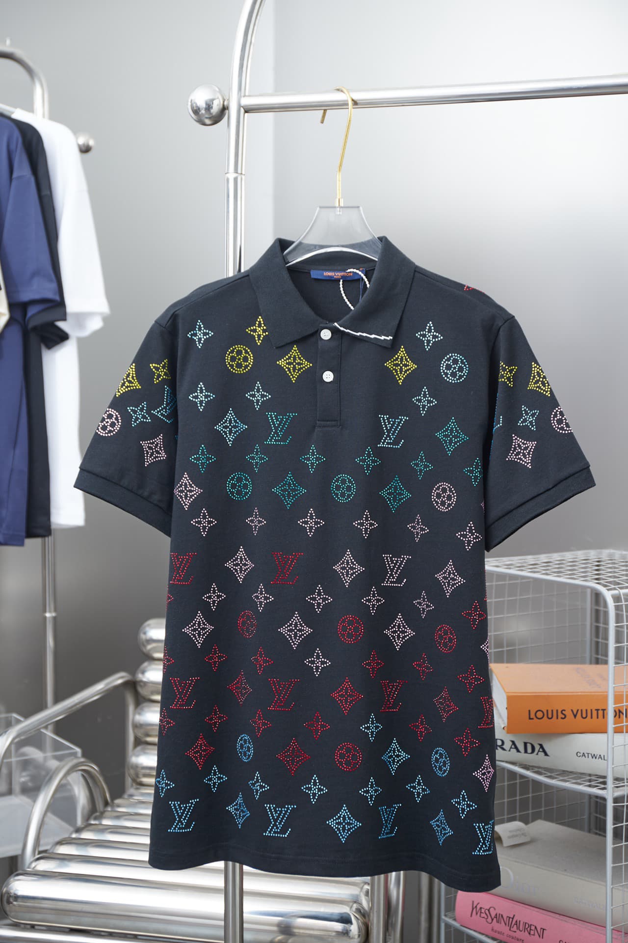 2025 New All-over Crystal Rhinestone Polo Shirt