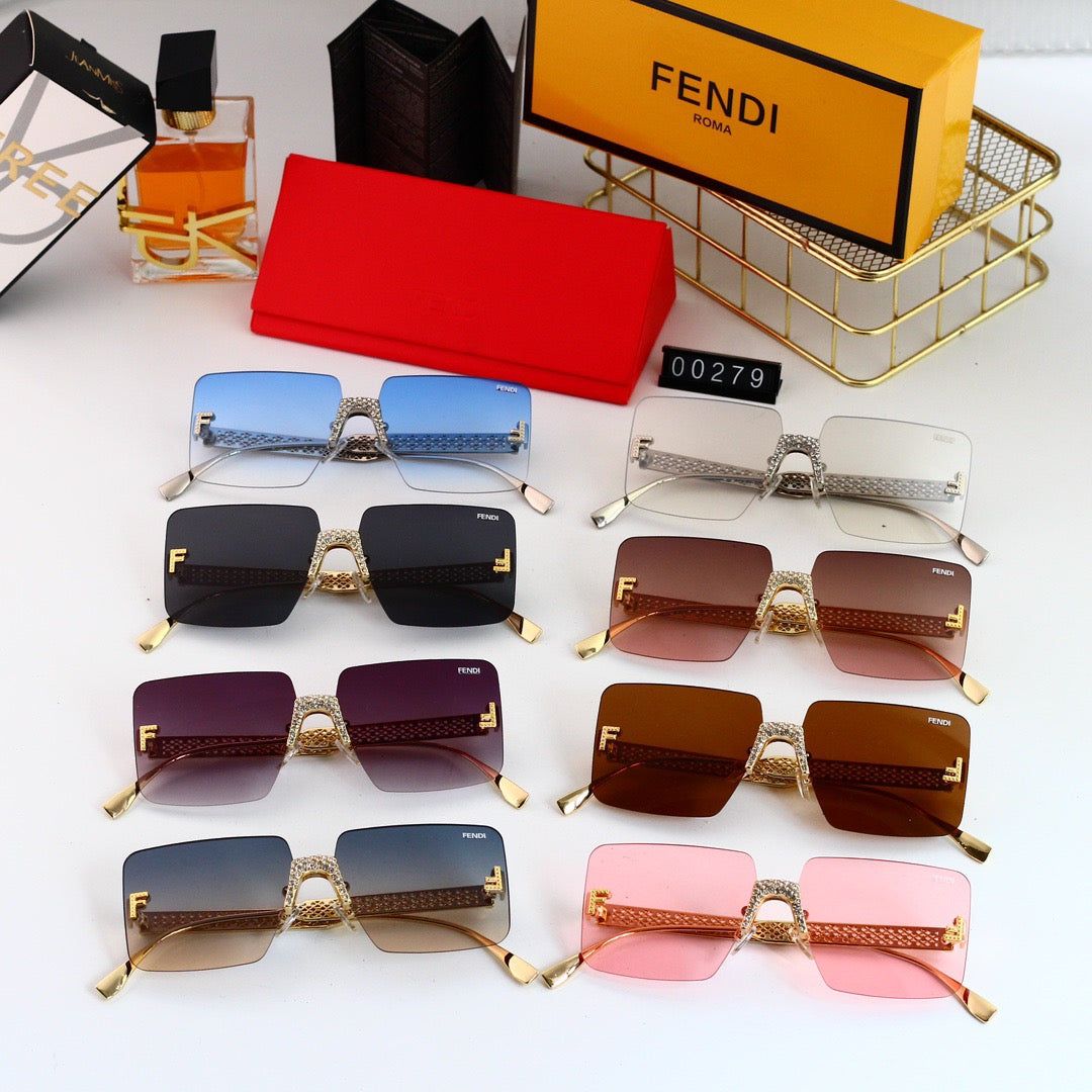 Lunettes de soleil luxueuses sans monture en strass