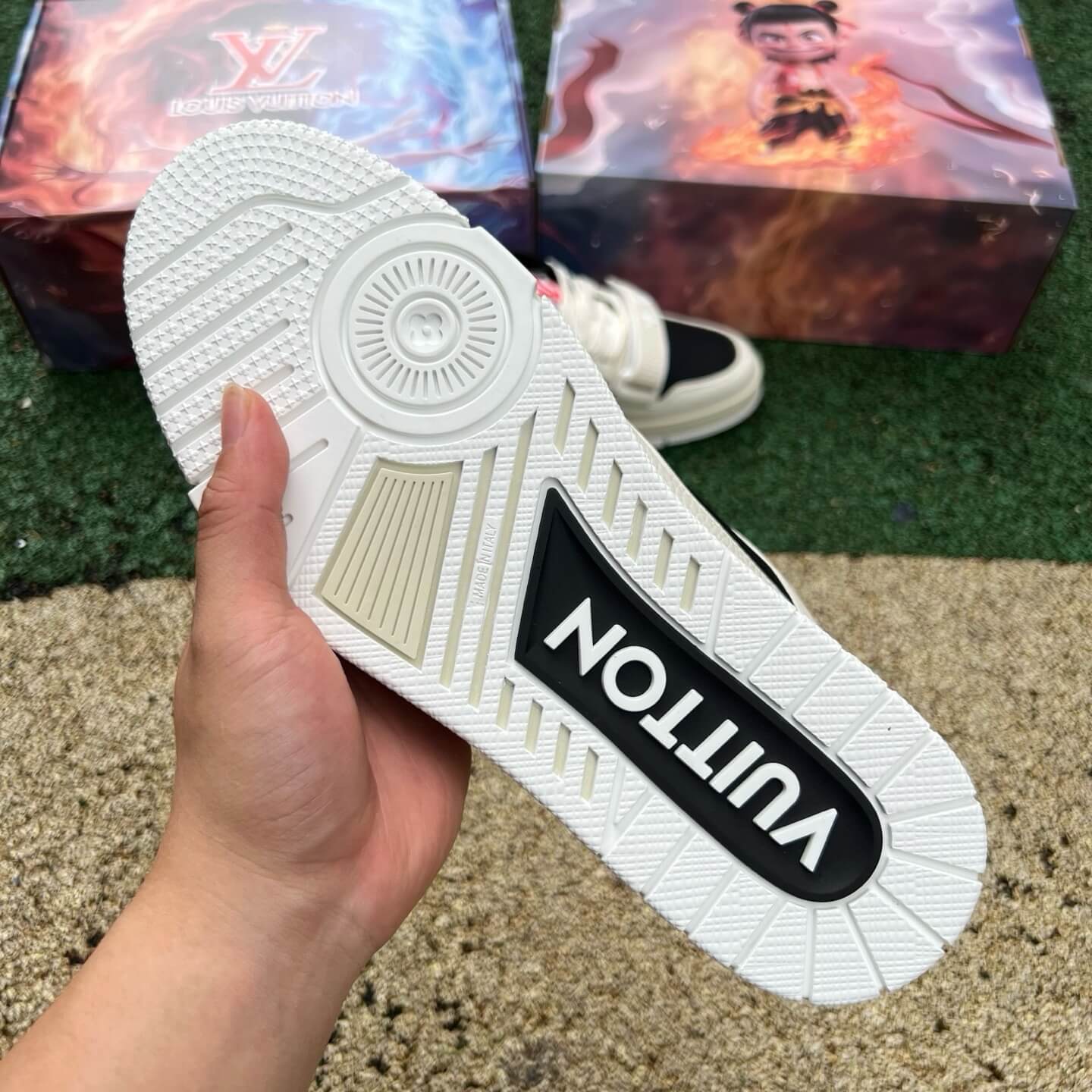 White and Black Velcro Strap Sneakers