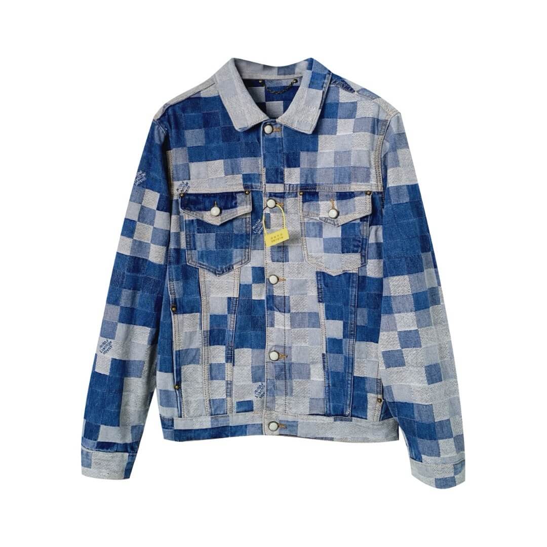 Nouveau costume en jean à carreaux