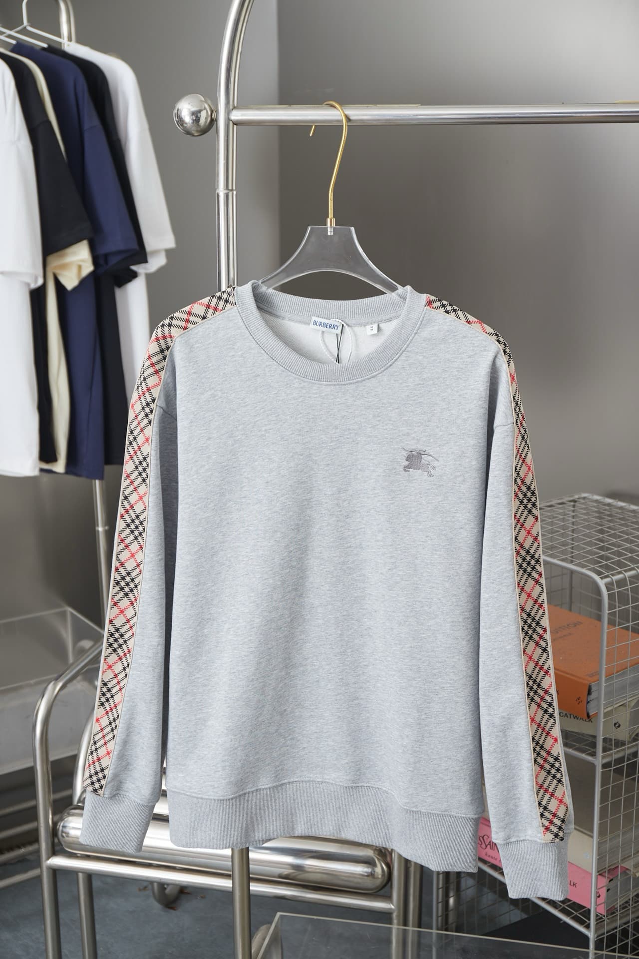Plaid Ribbon Embroidered War Horse Sweatshirt