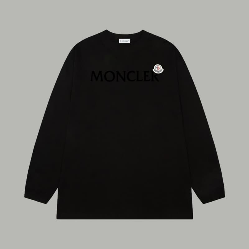 Classic Flocked Letter Cotton Long Sleeve Shirt