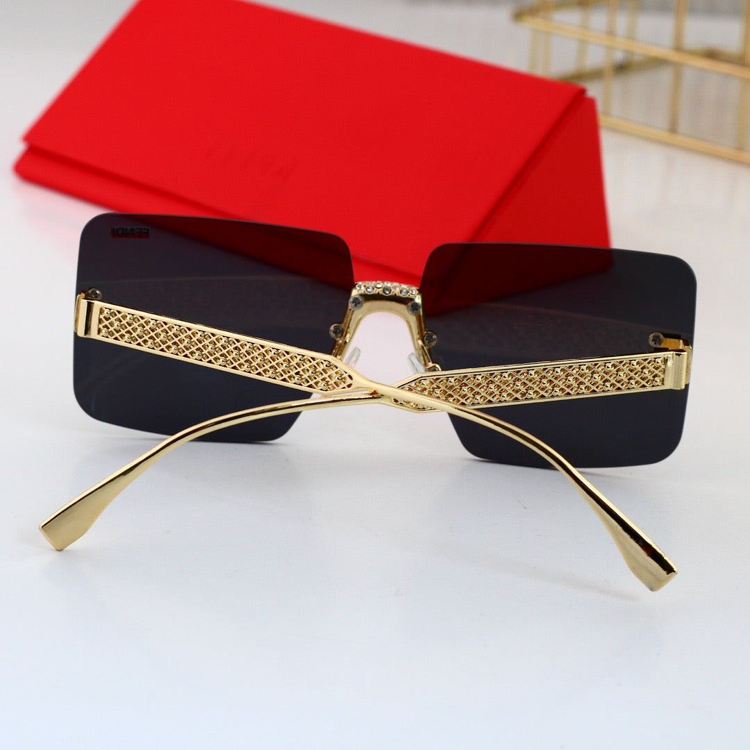 Lunettes de soleil luxueuses sans monture en strass