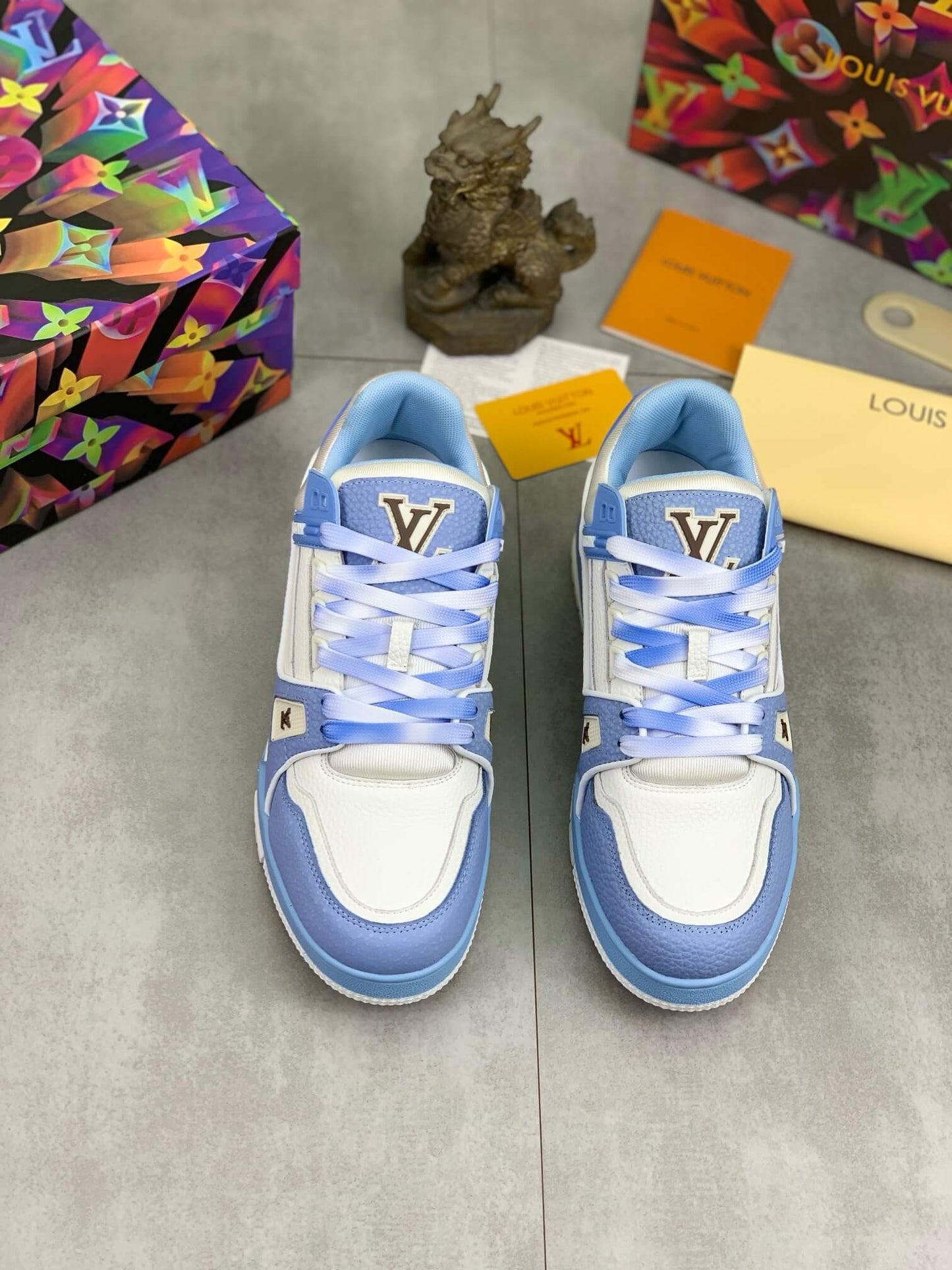 Blue White Color-Block Sneakers