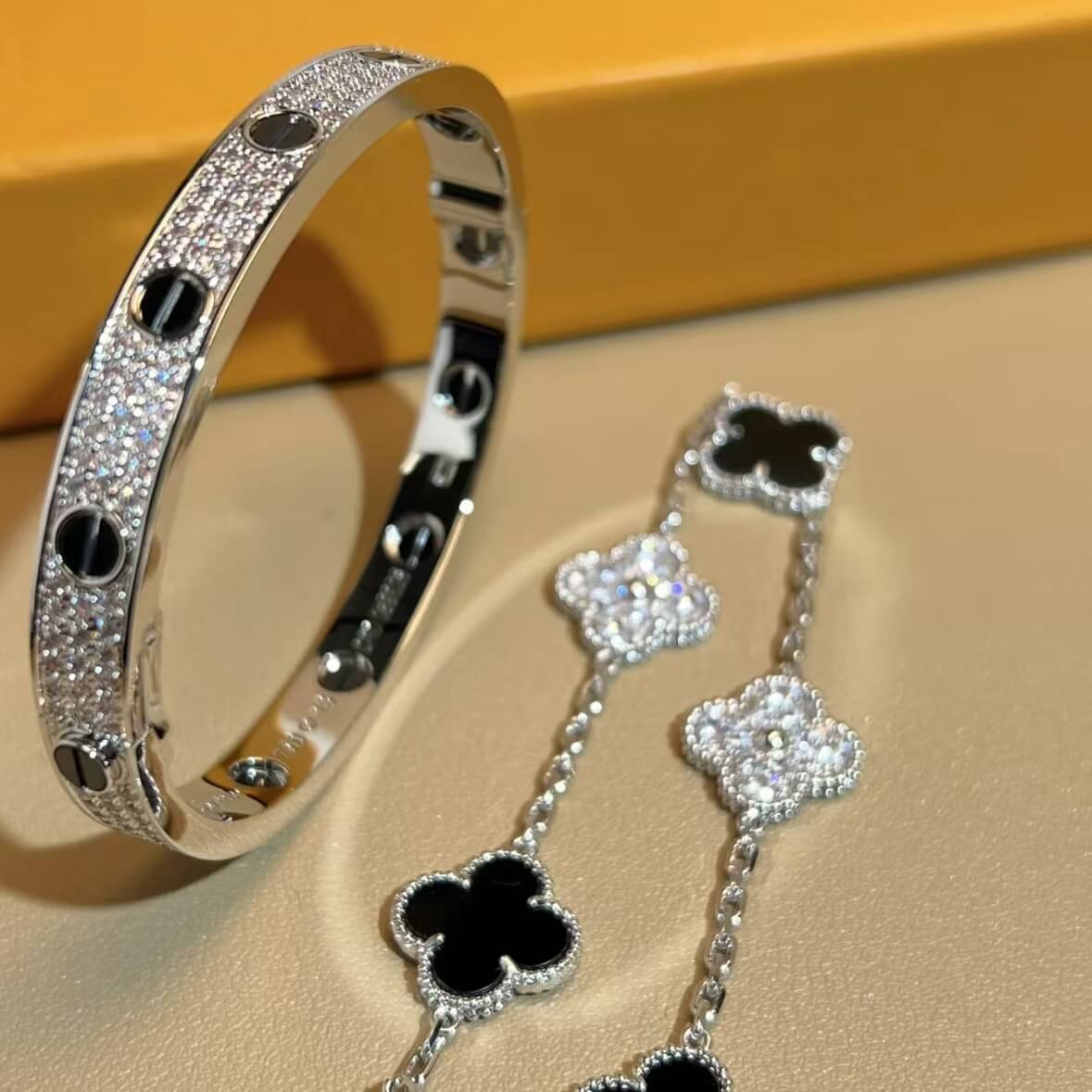 Black Studded Diamond Bracelet