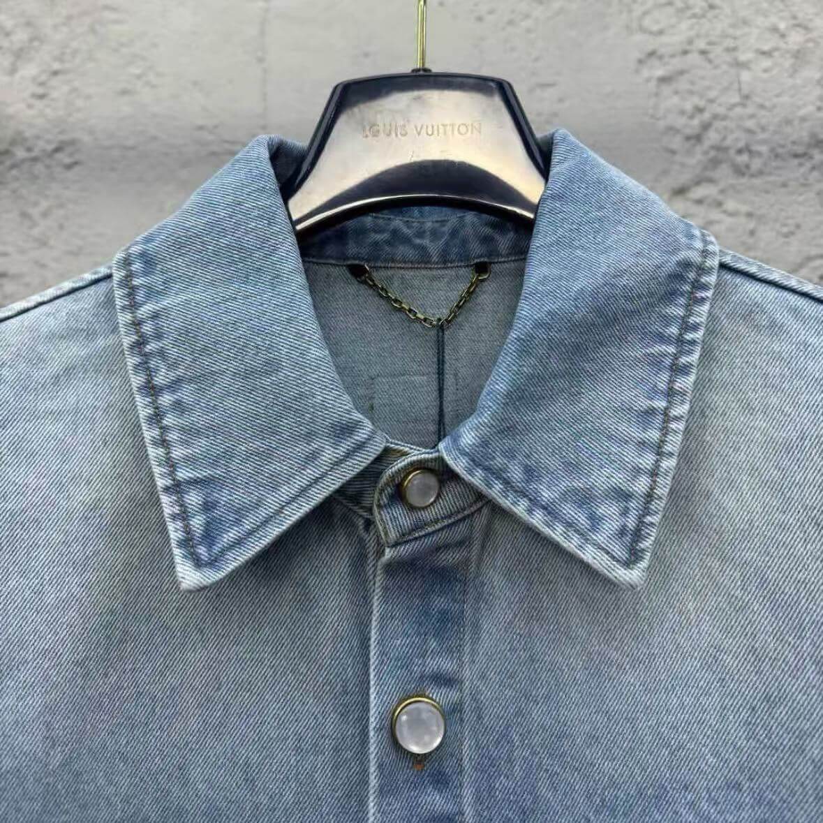 Pocket Letter Embroidered Denim Shirt
