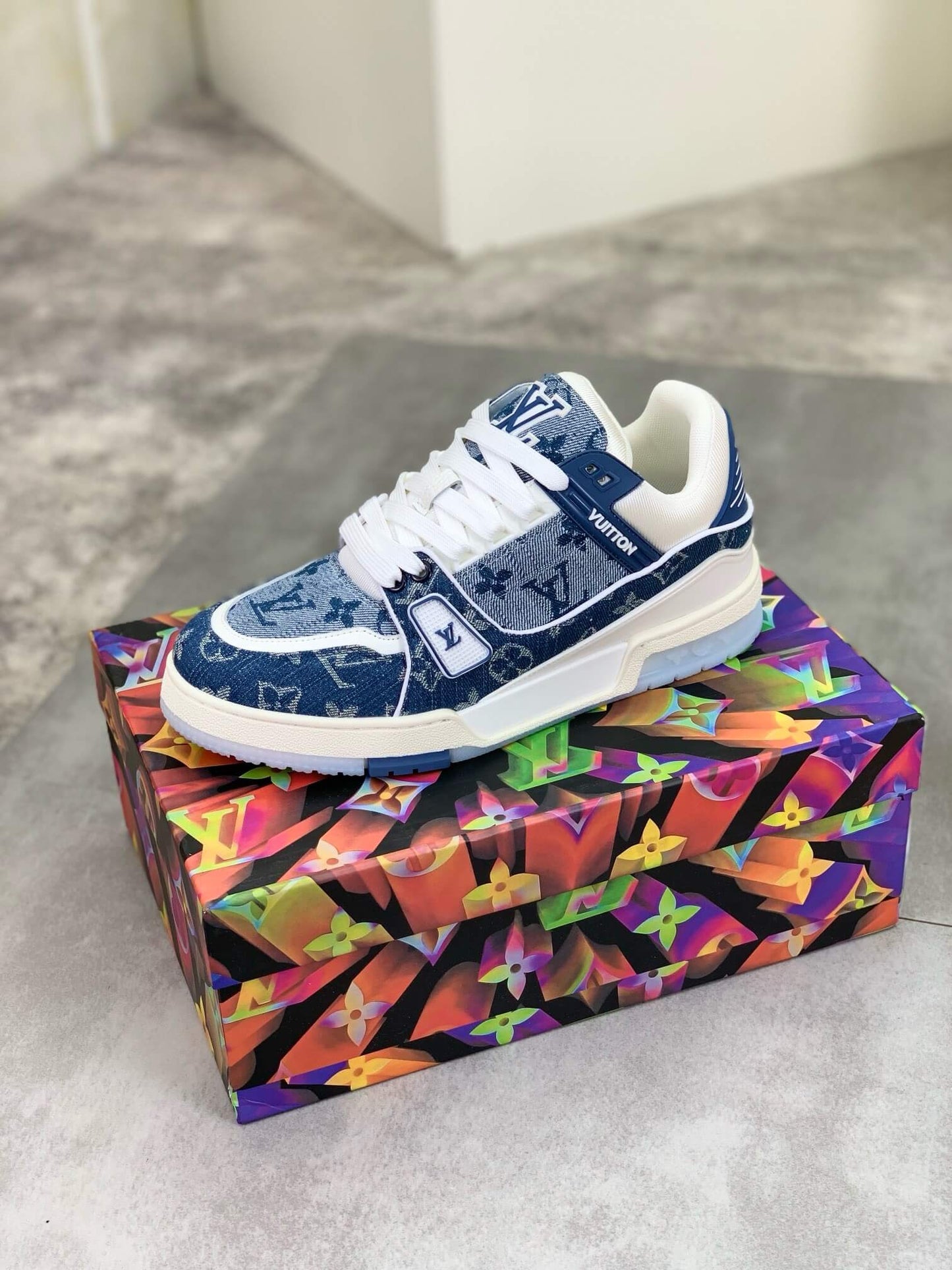 Blue Classic Jacquard Sneakers