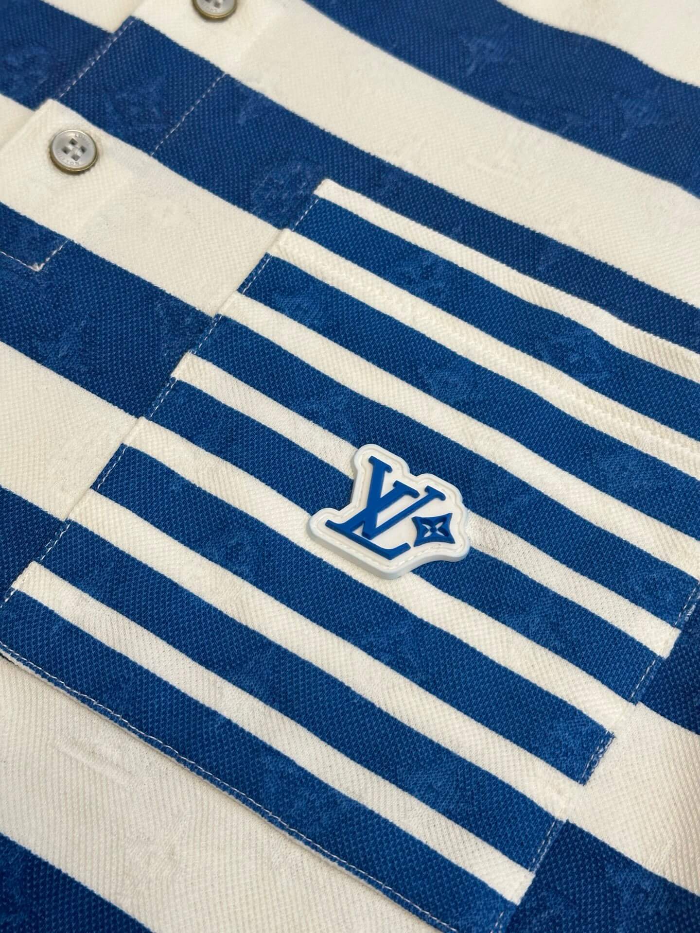 White and Blue Striped Polo Shirt