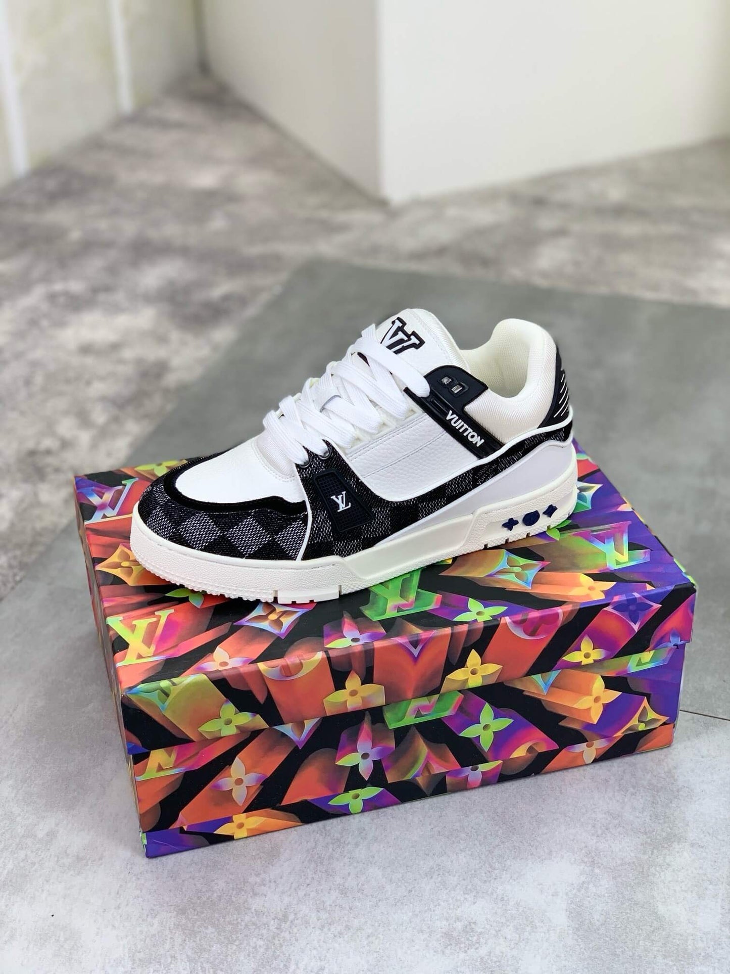 Black & White Plaid Sneakers