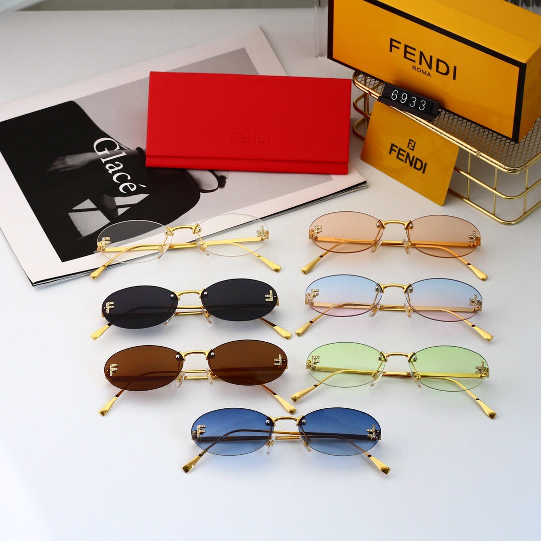 Lunettes de soleil ovales vintage en métal sans monture
