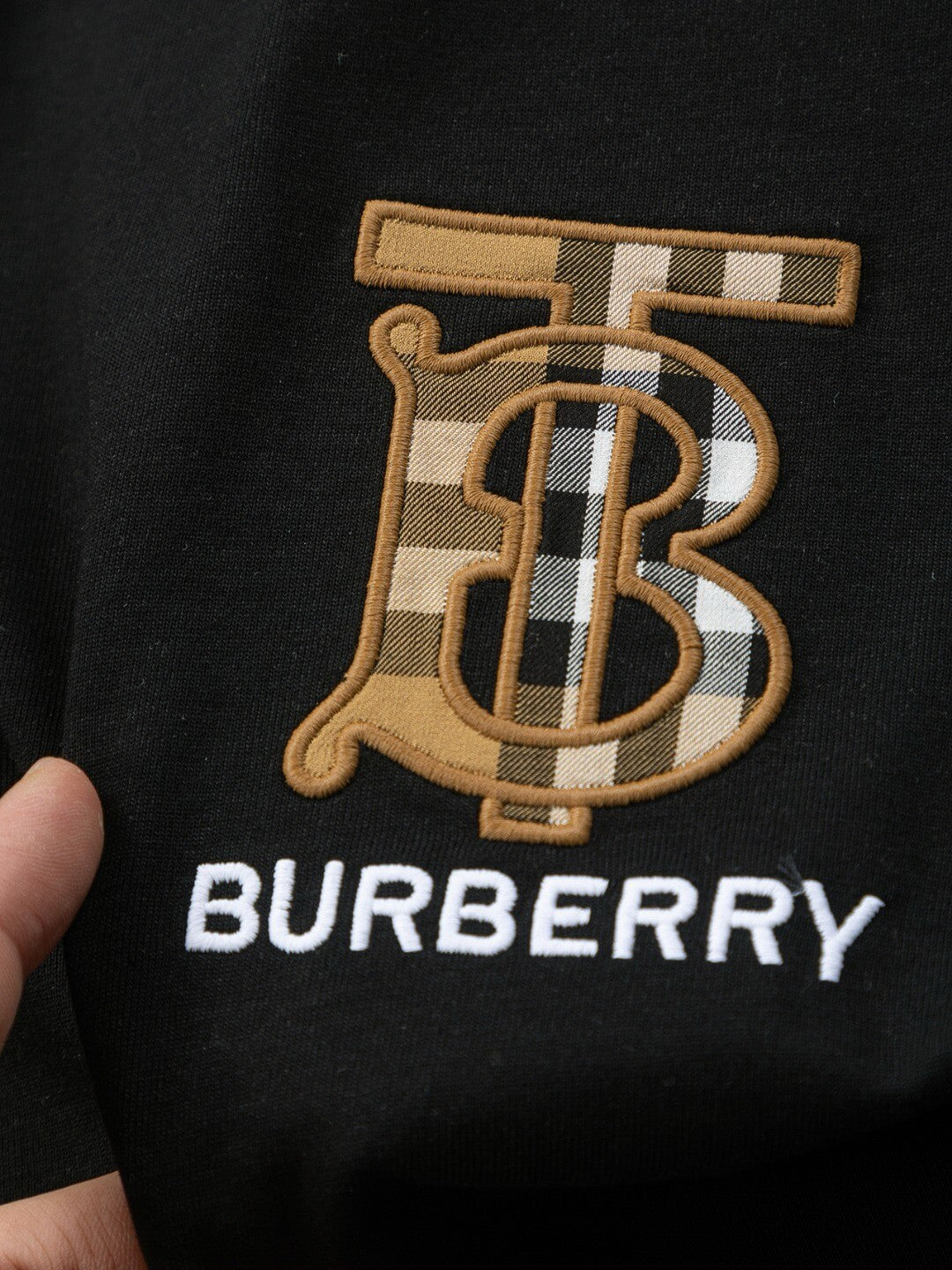 T-shirt brodé à rayures marron