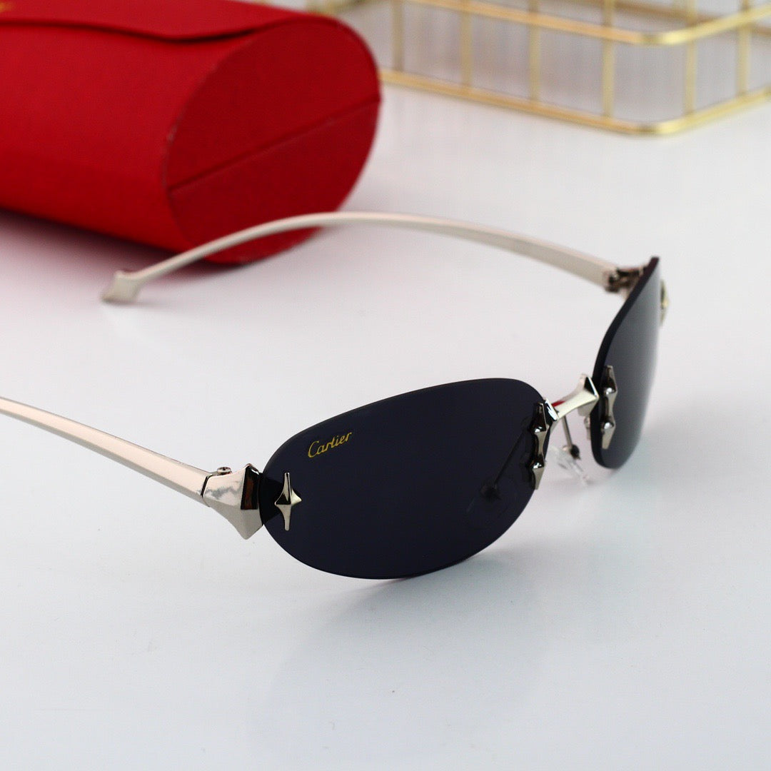 Lunettes de soleil modernes sans monture en forme d'œuf