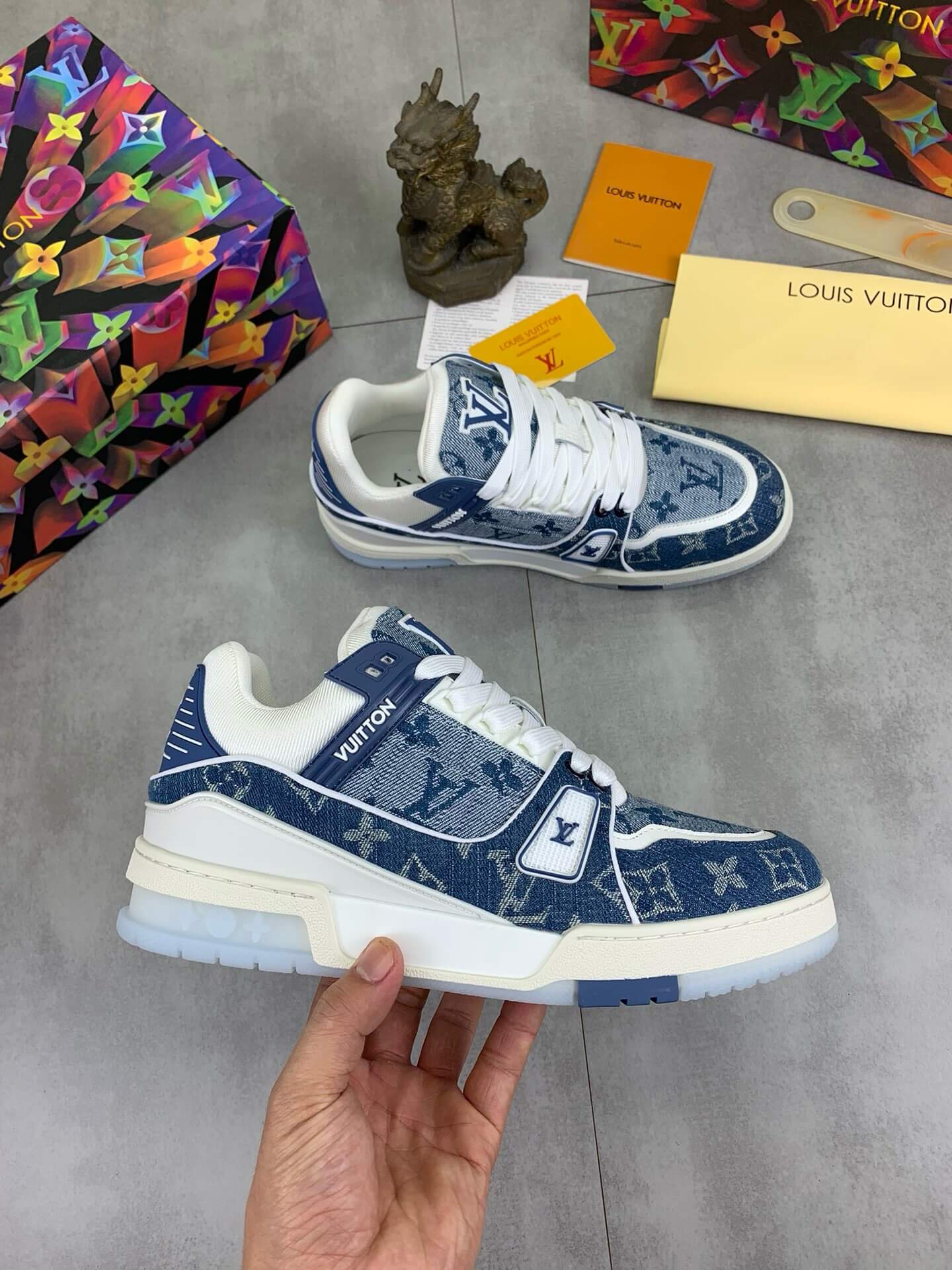 Blue Classic Jacquard Sneakers