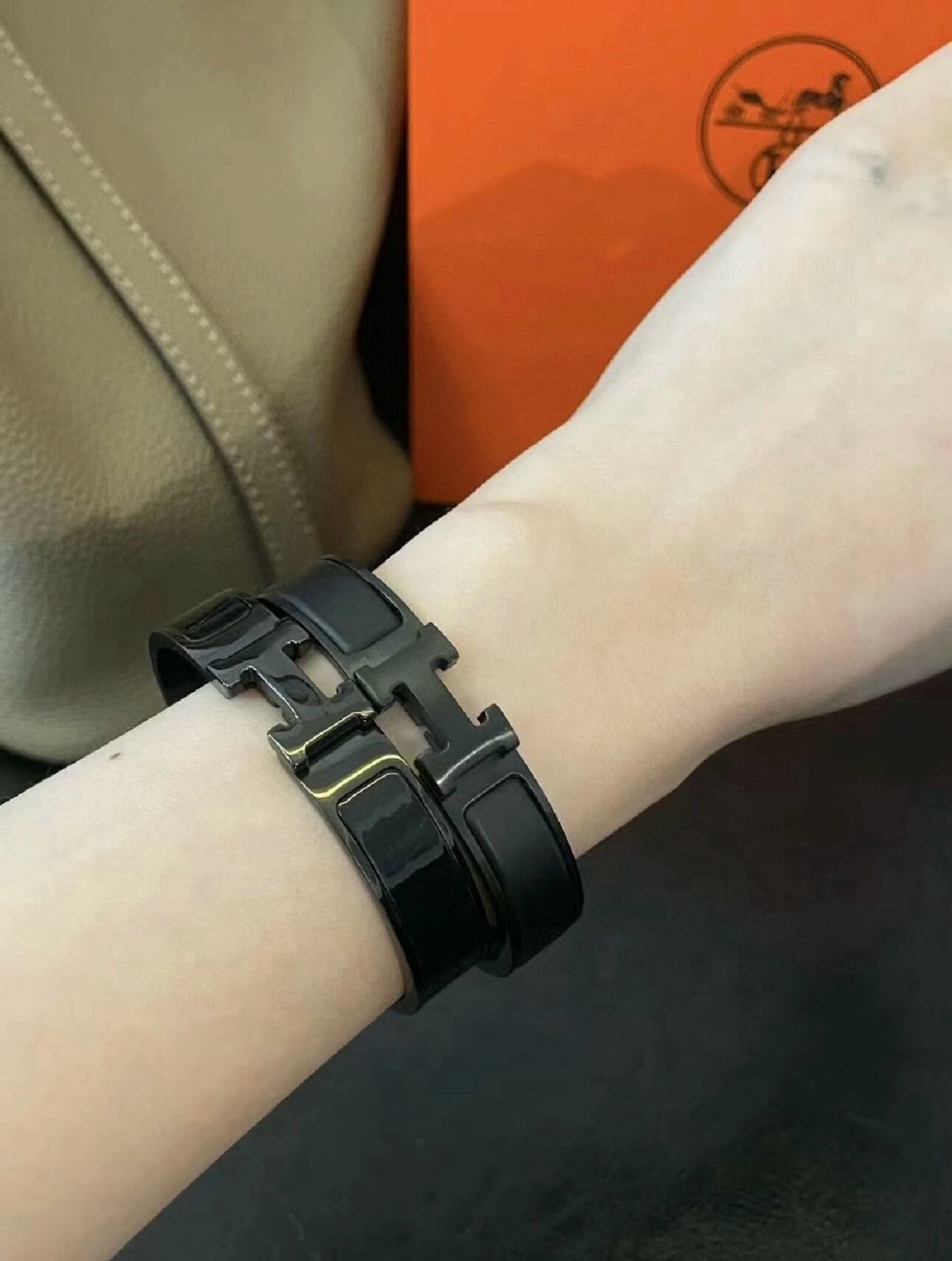 Black H Initial Bangle
