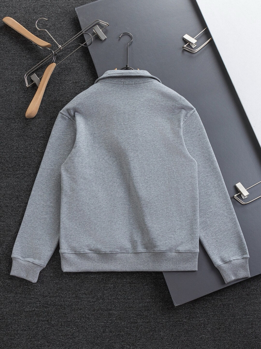 Zipper Letter Embroidery Sweatshirt
