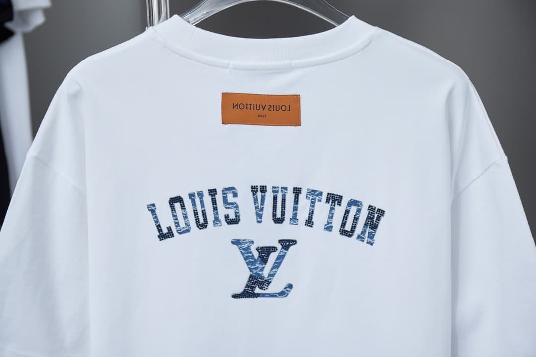 2025 New Denim Patch Rhinestone Letter T-shirt