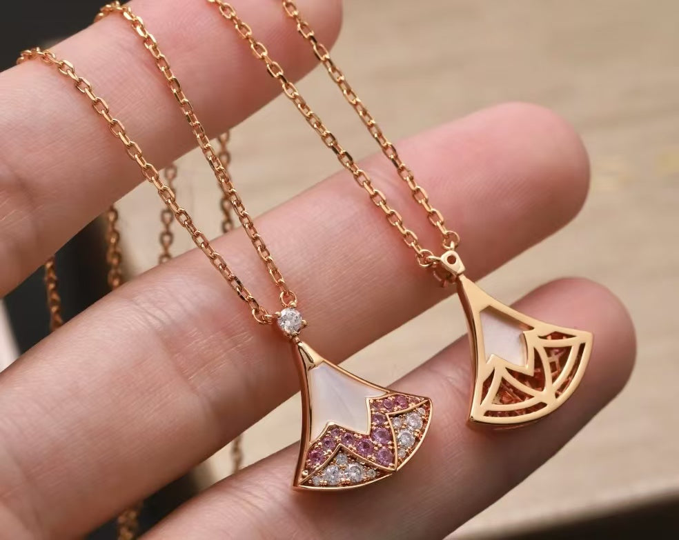 Colored Diamond Inlay Mother-of-Pearl Necklace
