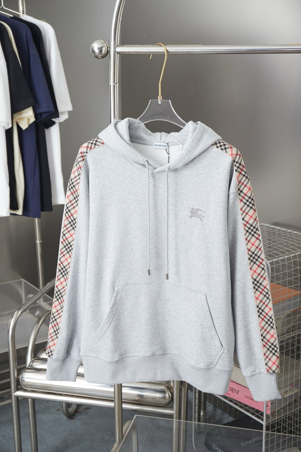Plaid Ribbon Embroidered War Horse Hoodie