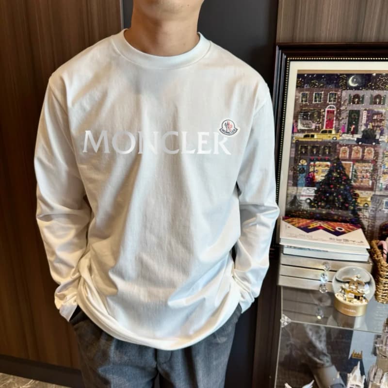 Classic Flocked Letter Cotton Long Sleeve Shirt