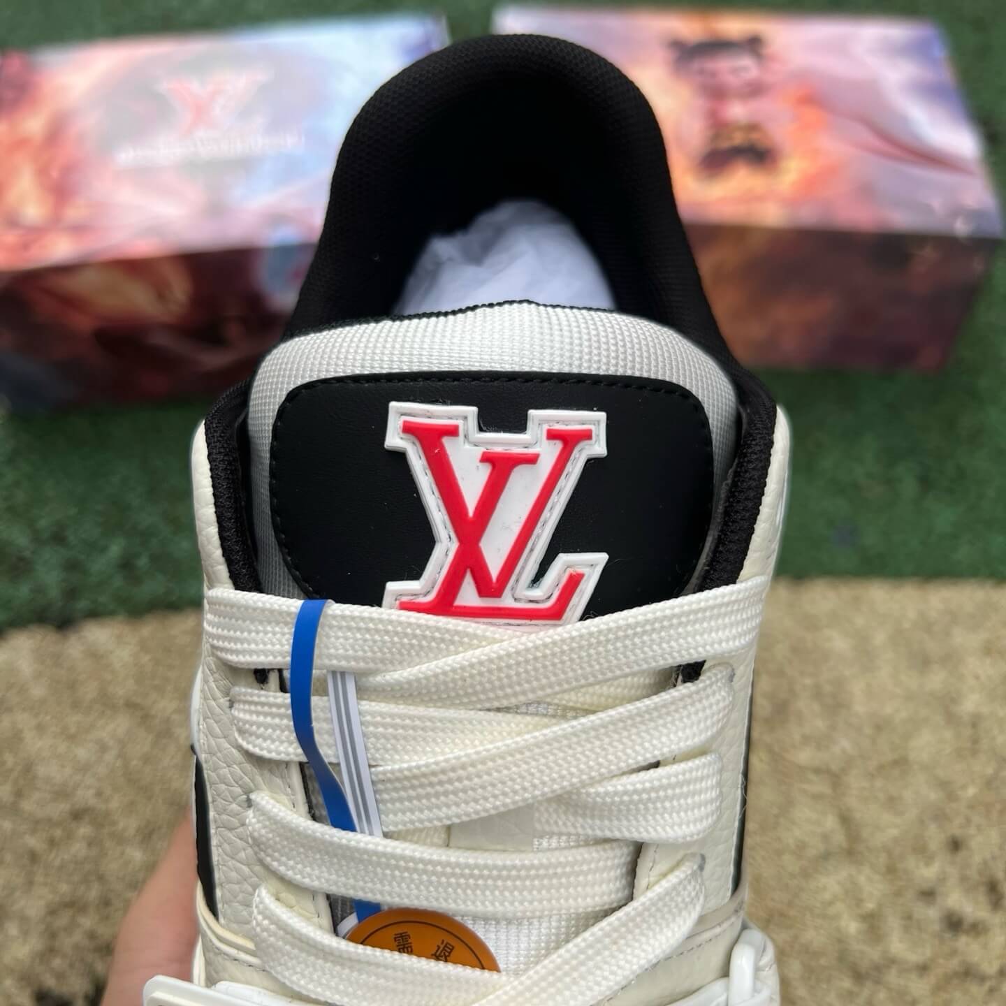 White and Black Velcro Strap Sneakers