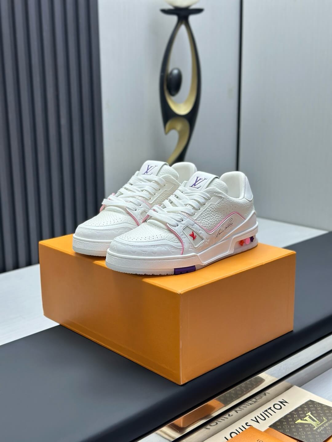 Pure White Pink-Striped Sneaker
