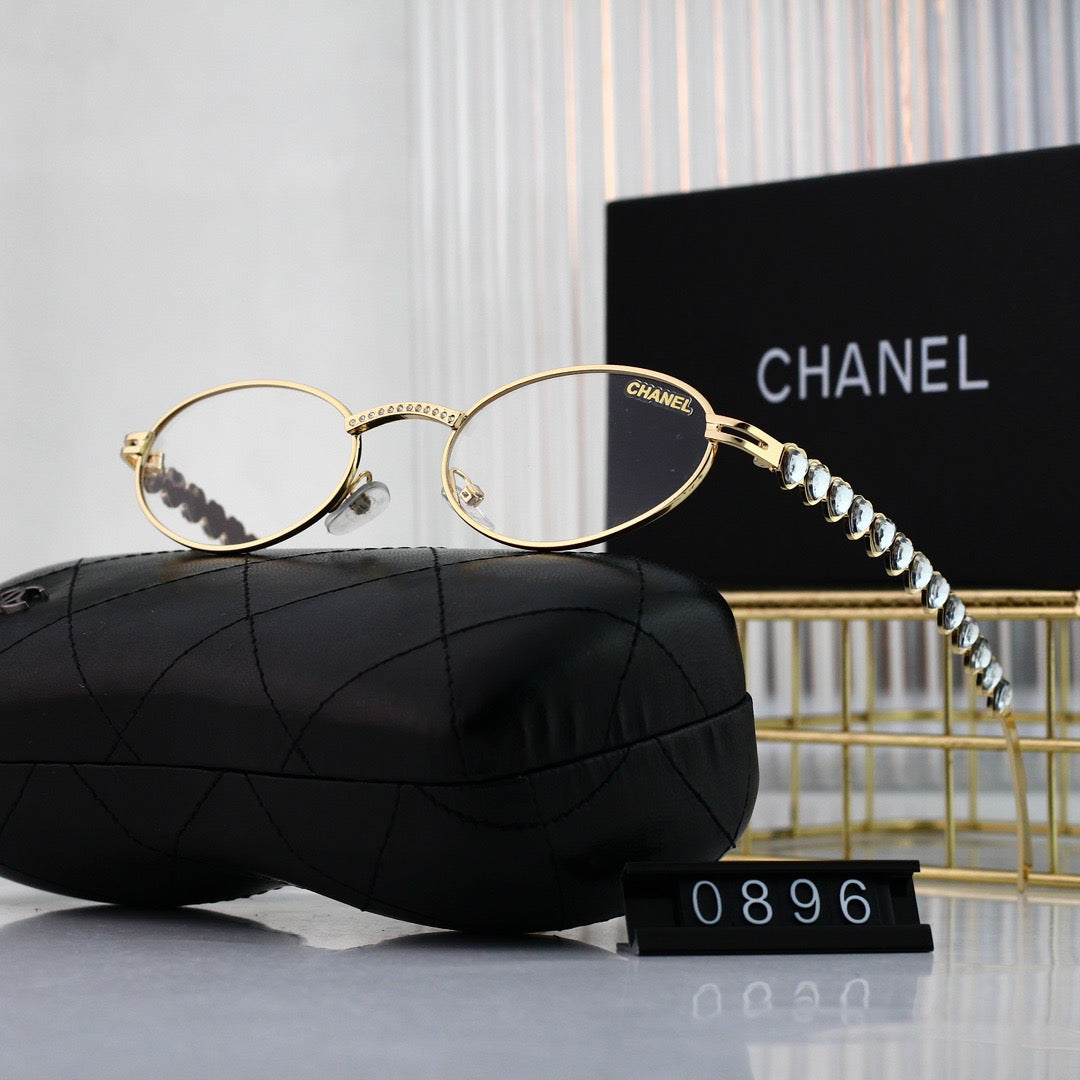 Vintage Egg-Shaped Sunglasses with Heart-Shaped Rhinestones