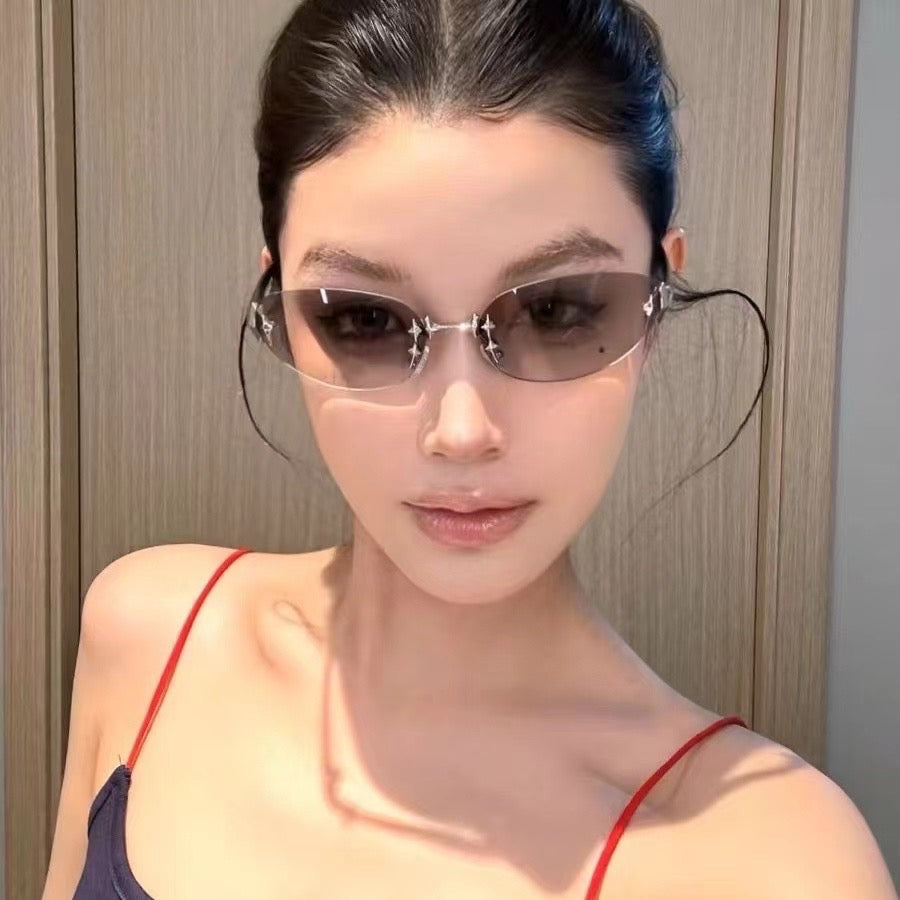 Lunettes de soleil modernes sans monture en forme d'œuf