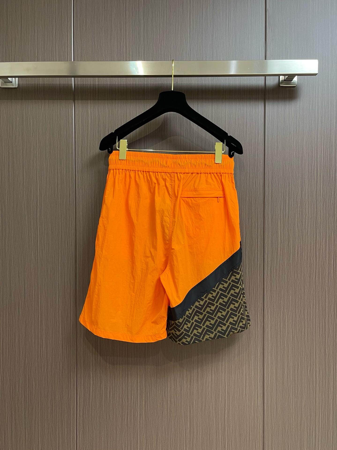 Orange Patchwork Swim Trunks
