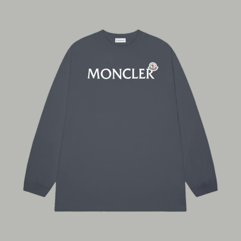 Classic Flocked Letter Cotton Long Sleeve Shirt