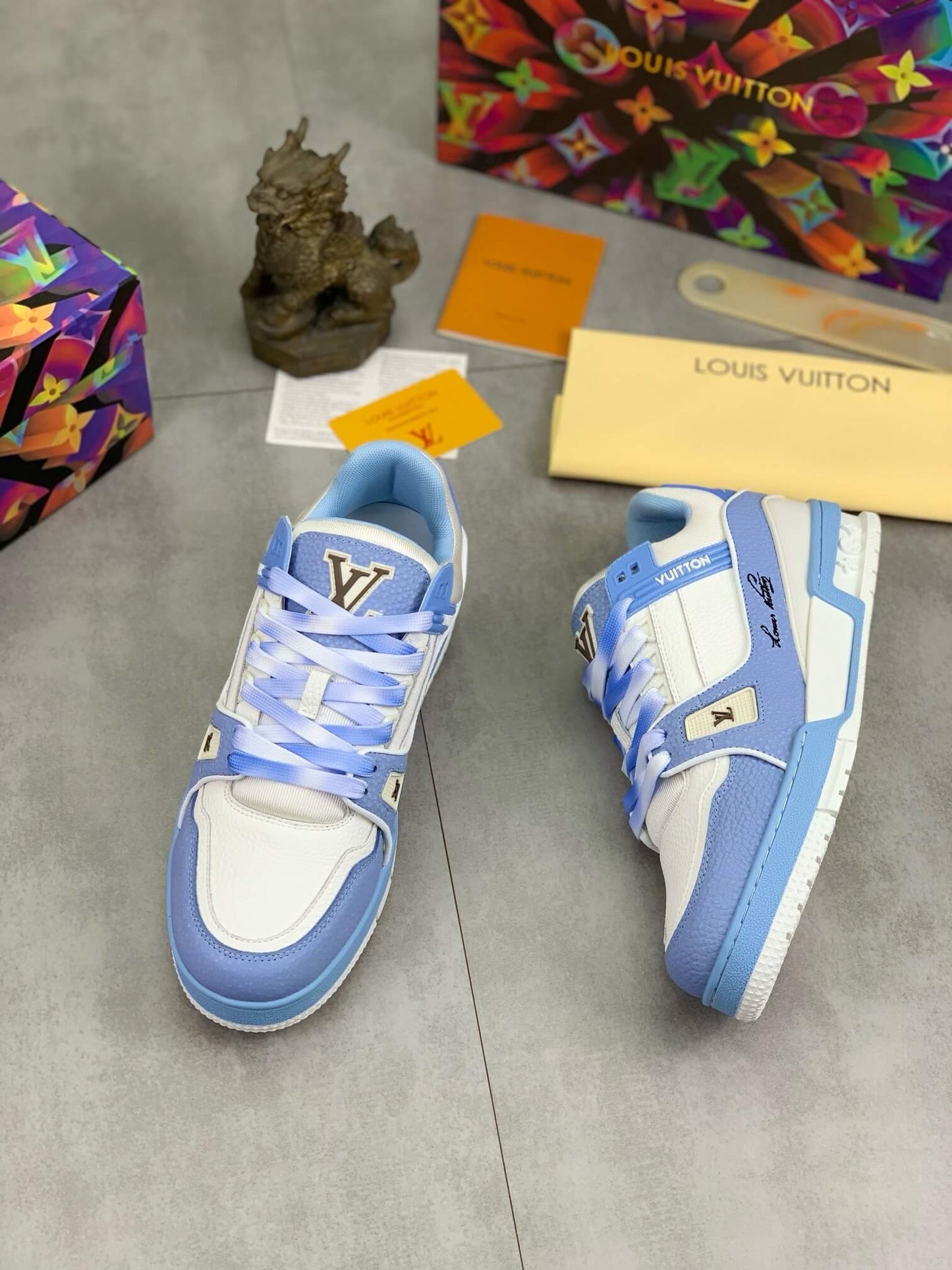 Blue White Color-Block Sneakers