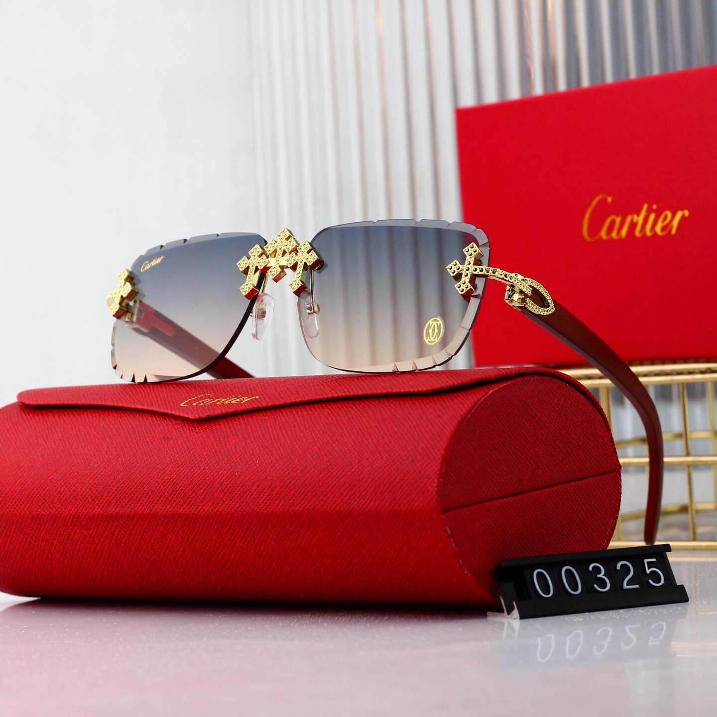 Lunettes de soleil rétro sans monture avec croix dorée