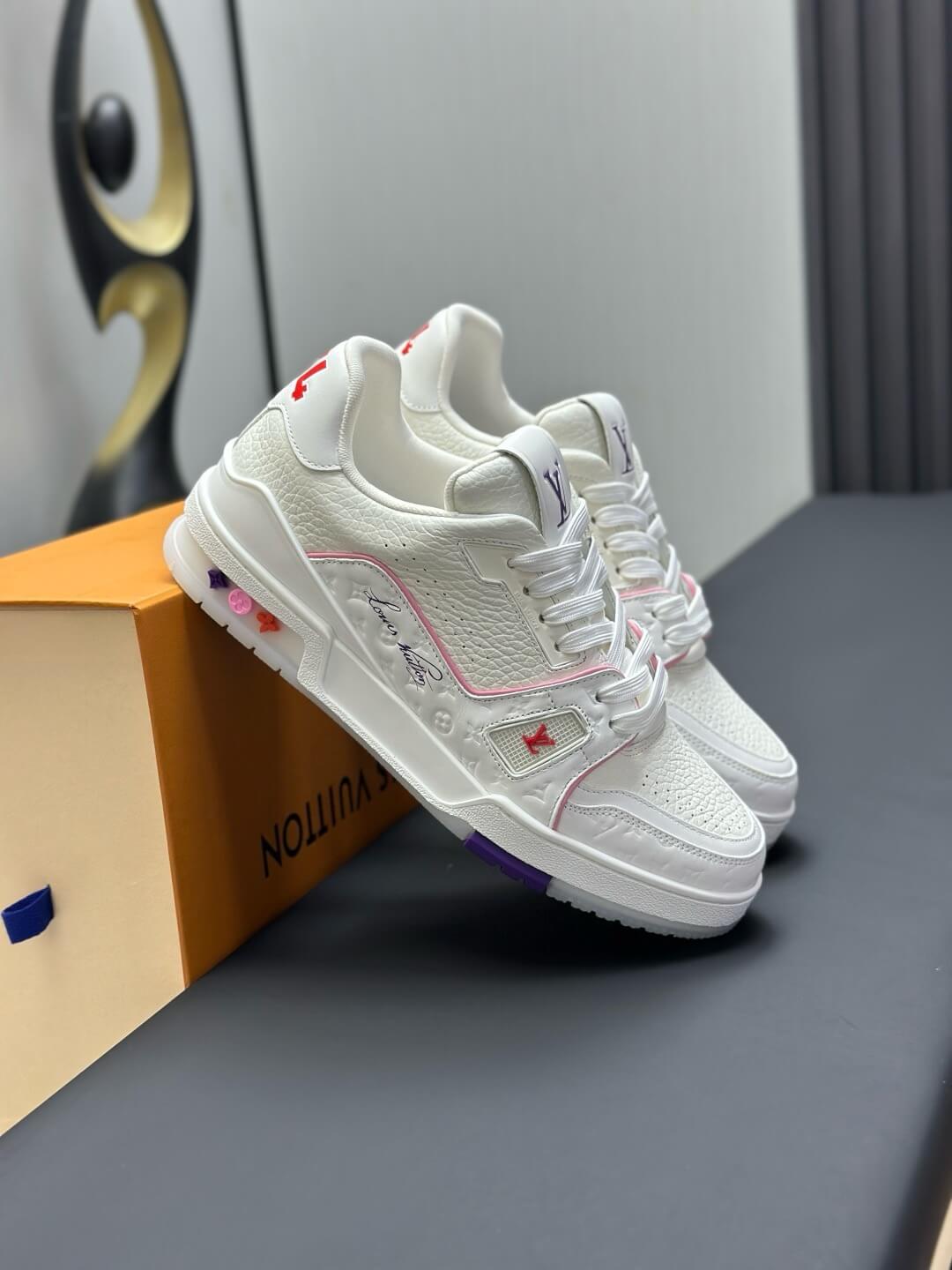 Pure White Pink-Striped Sneaker