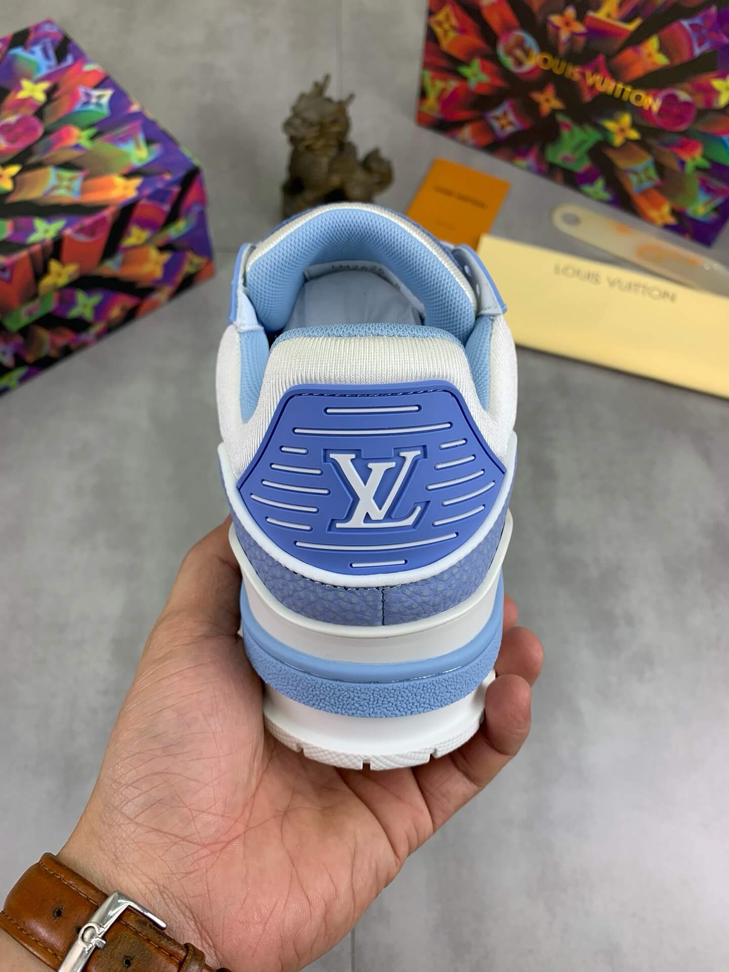 Blue White Color-Block Sneakers