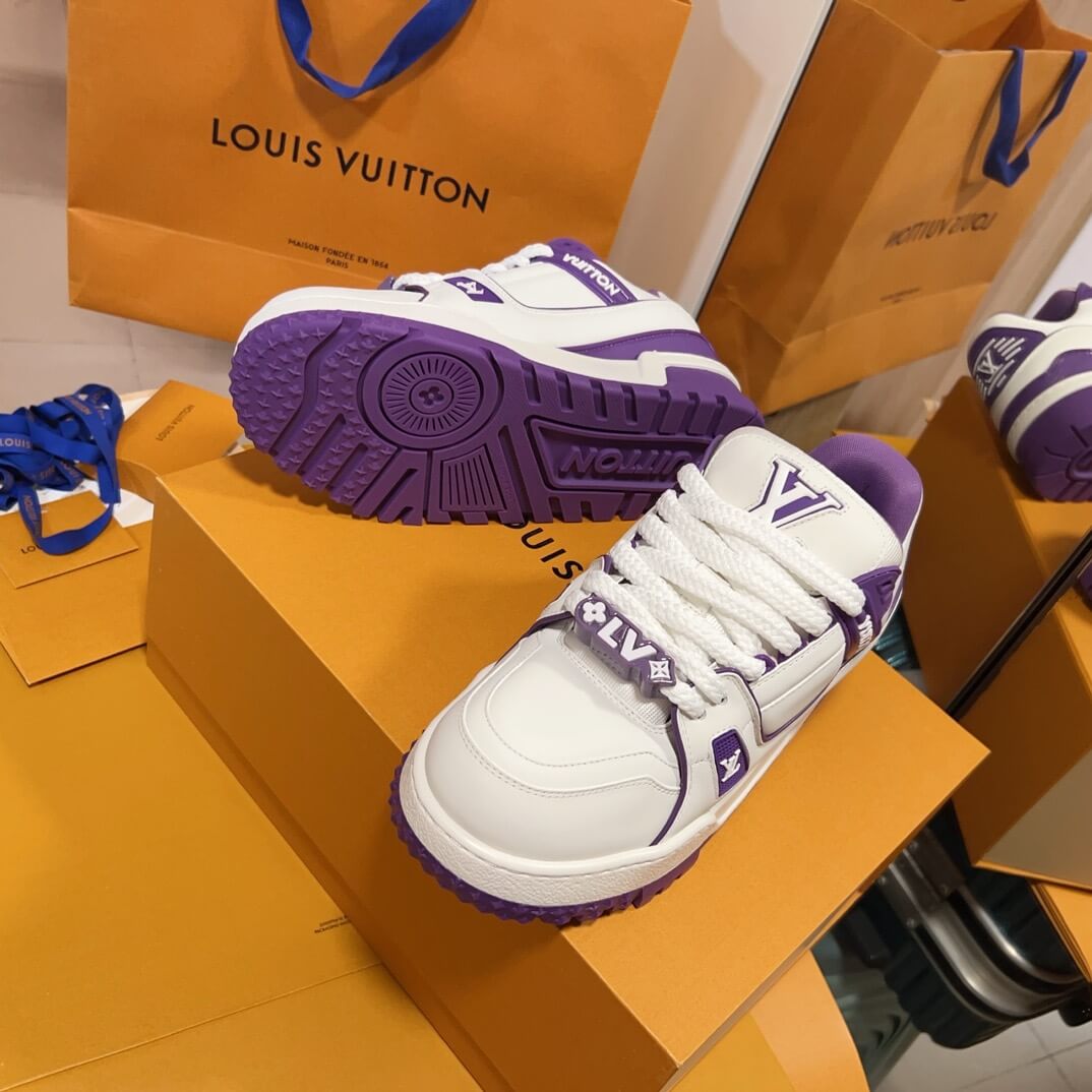 Trendy Purple Leather Sneakers