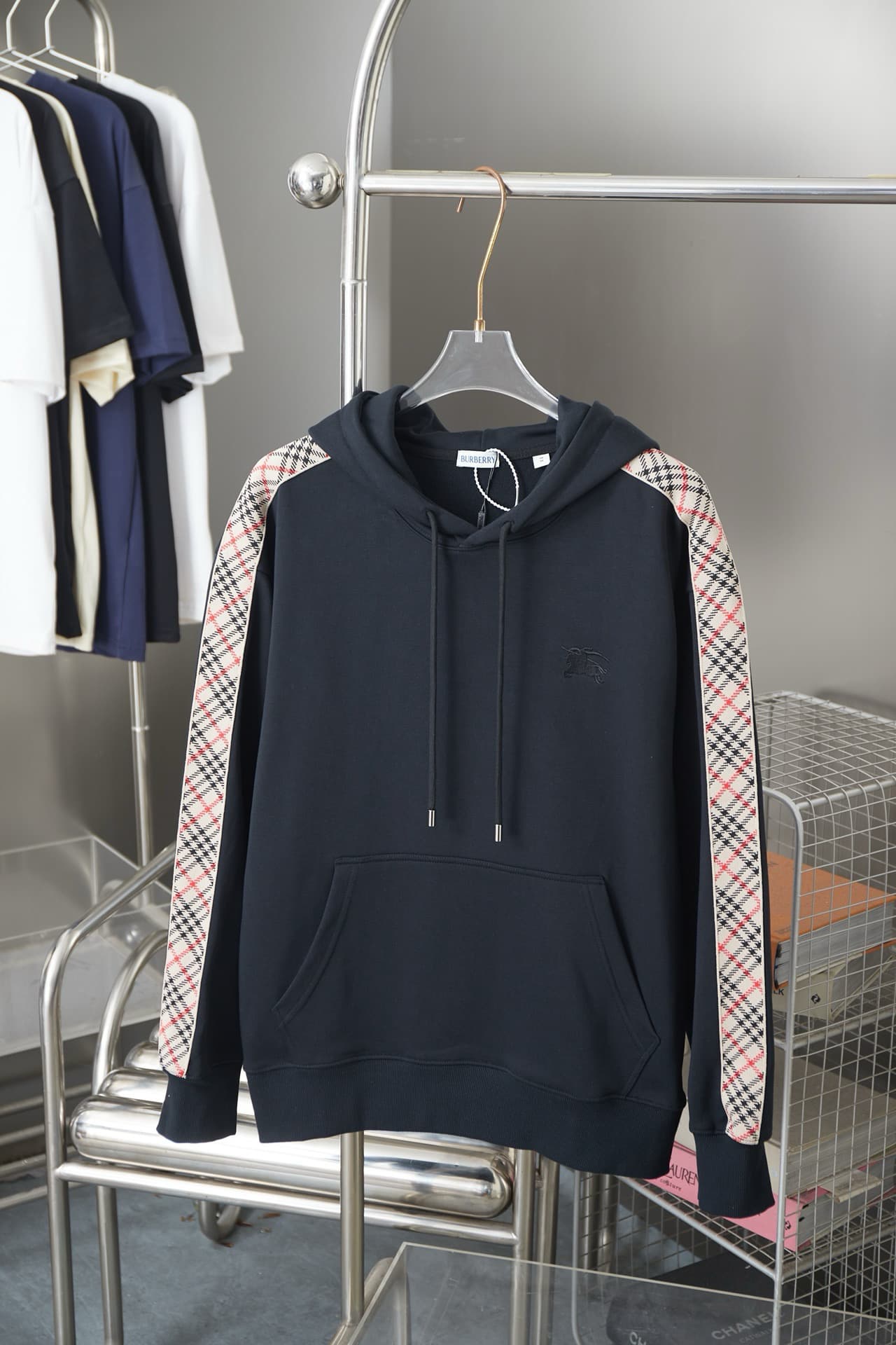 Plaid Ribbon Embroidered War Horse Hoodie