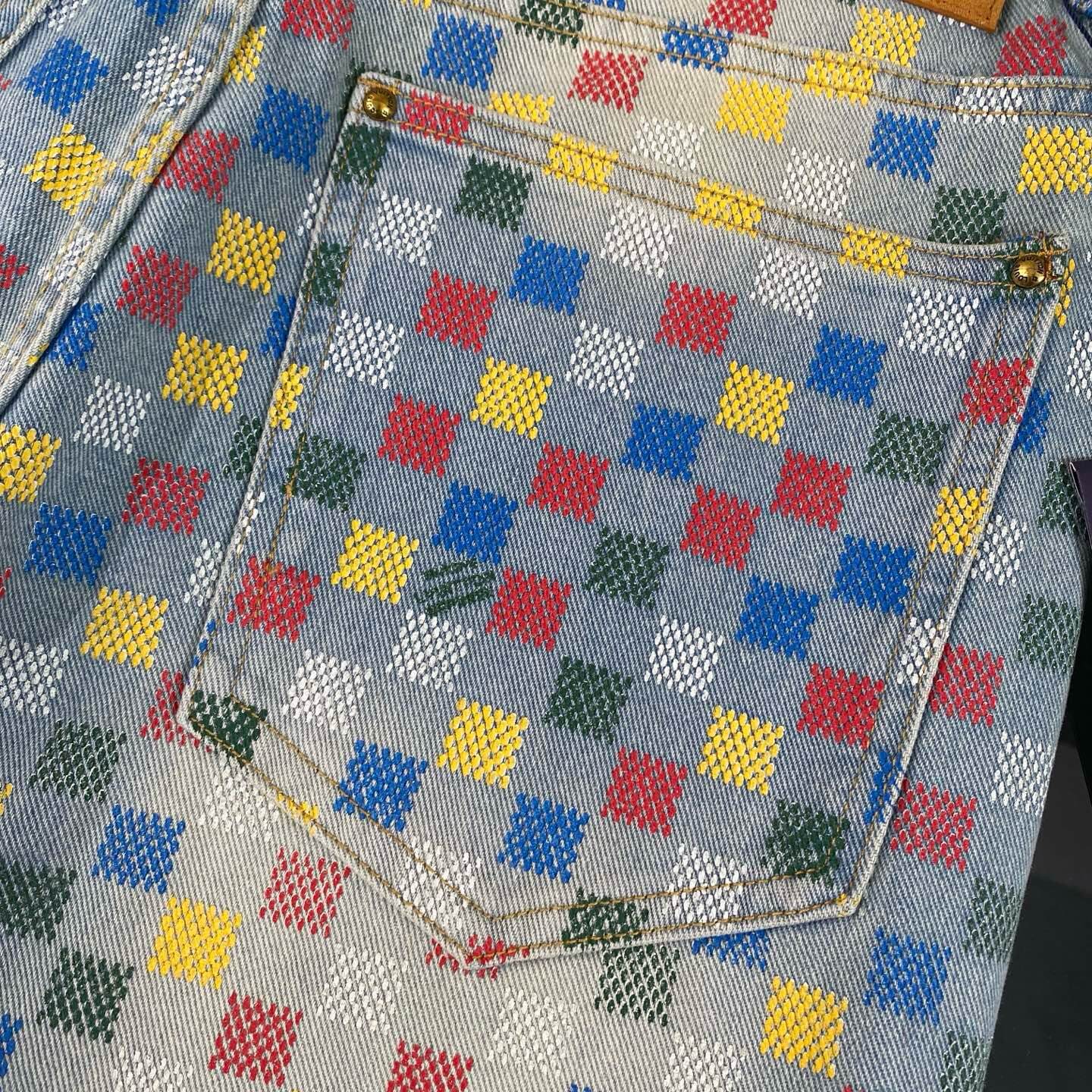 Retro Pixelated Checkerboard Jeans
