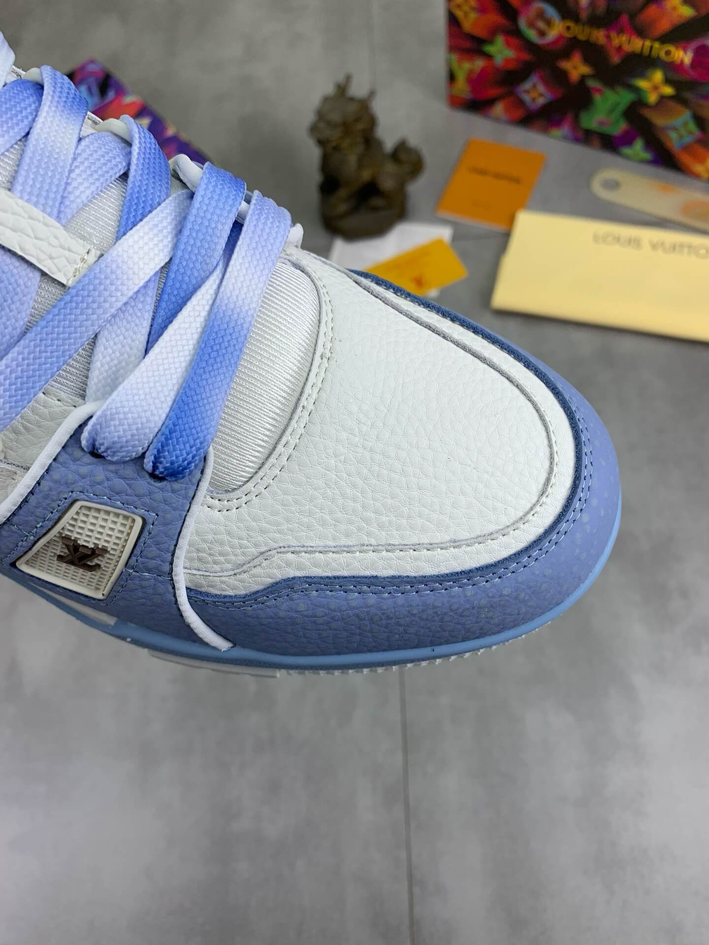 Blue White Color-Block Sneakers