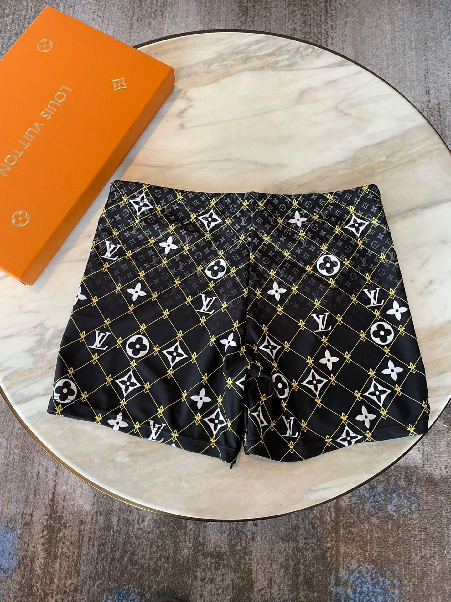 Black All-Over Print Swim Trunks