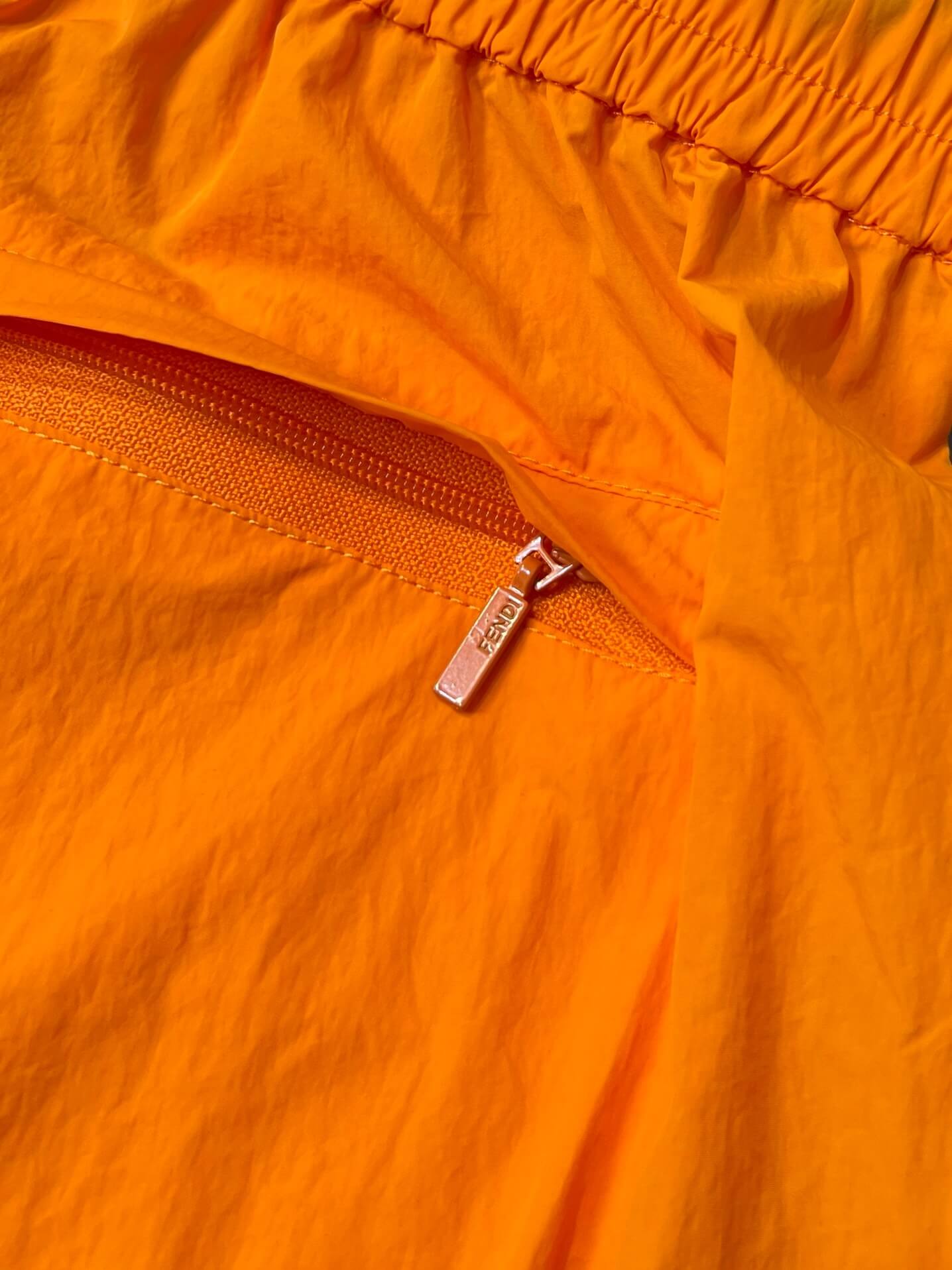 Orange Patchwork Swim Trunks