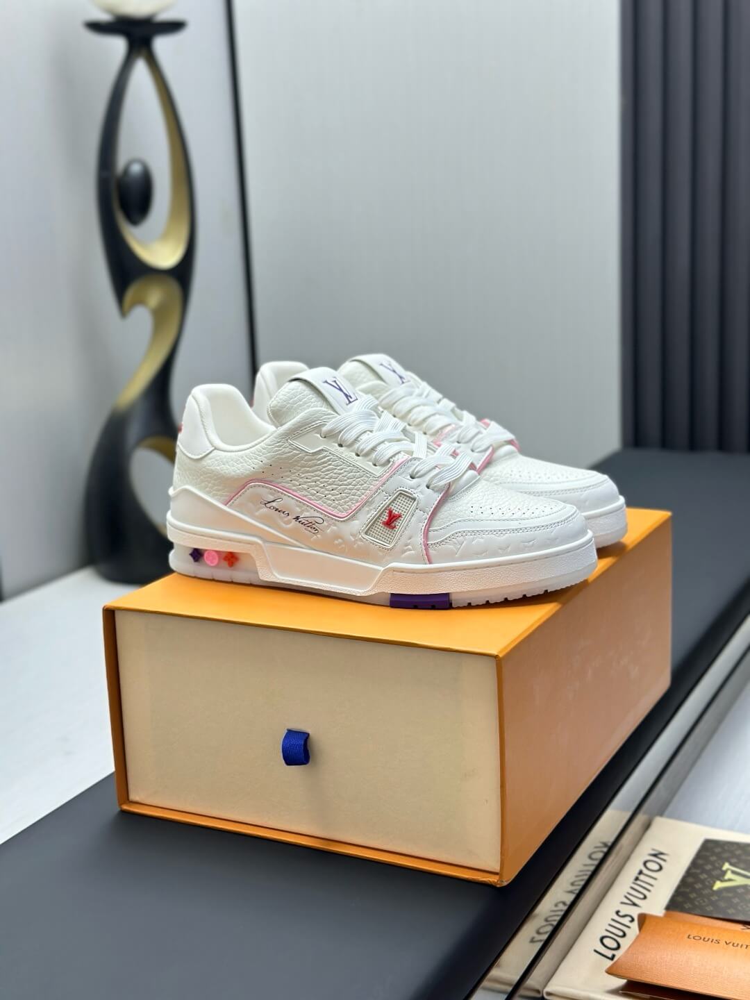 Pure White Pink-Striped Sneaker