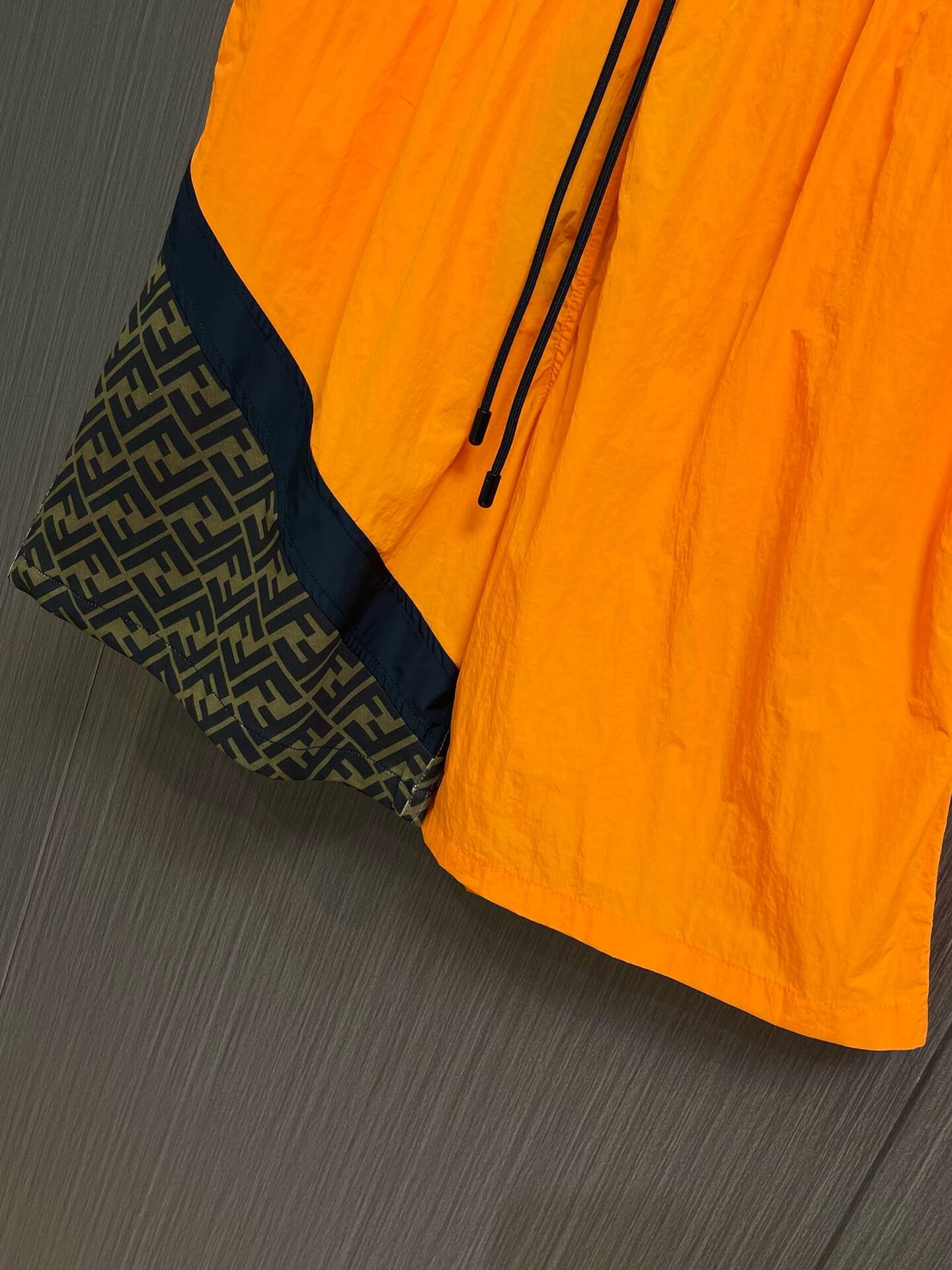 Orange Patchwork Swim Trunks