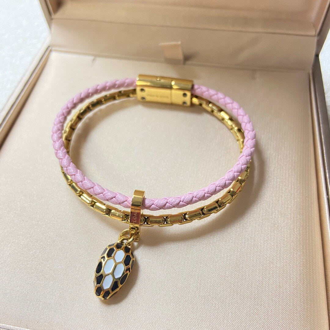 Trendy Snakehead Genuine Leather Braided Bracelet