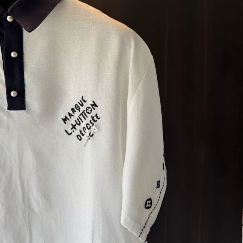 3D Letter Embroidery White T-Shirt & Shorts Set