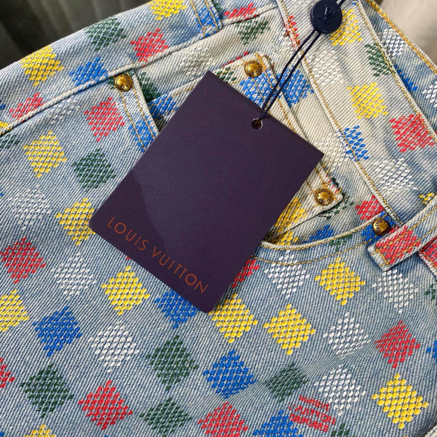 Retro Pixelated Checkerboard Jeans