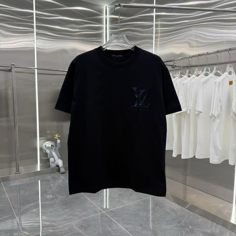 2025 Denim Patch Colorblock Embroidered T-Shirt