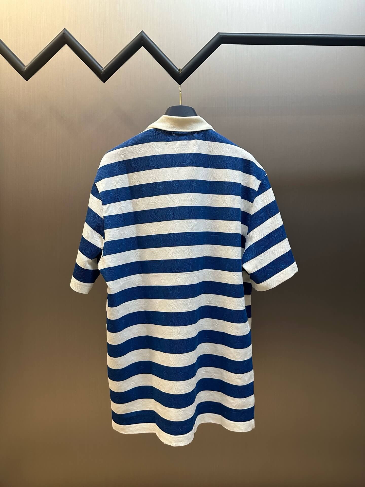White and Blue Striped Polo Shirt