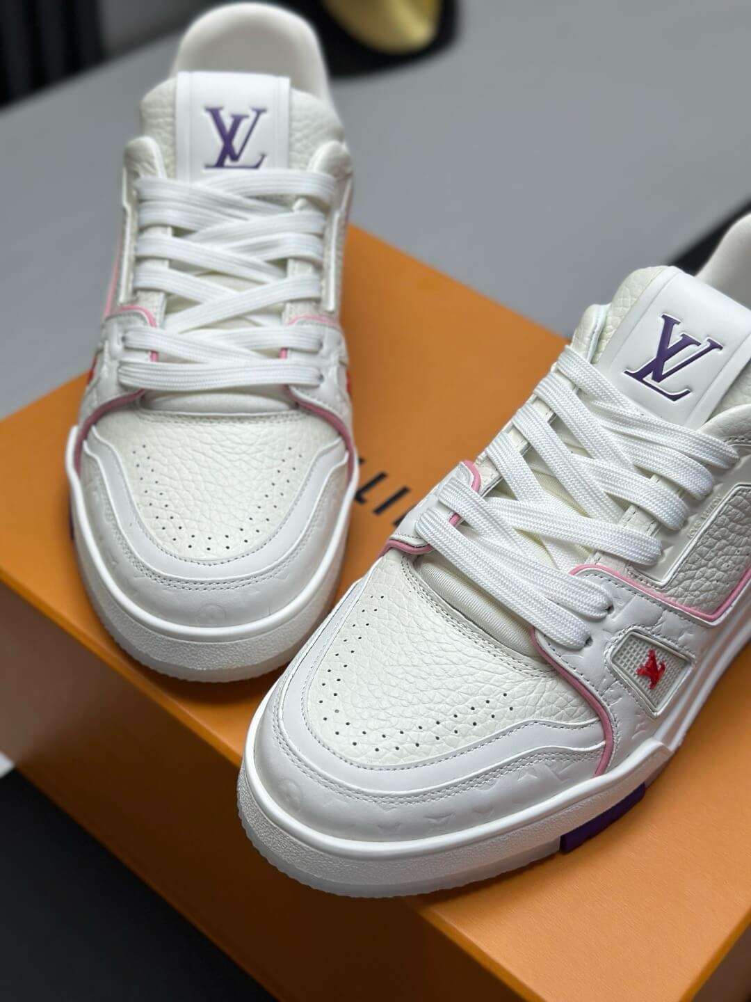 Pure White Pink-Striped Sneaker